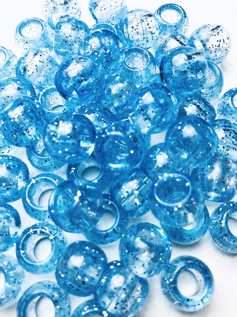 Tara Metallic Color 12 MM Plastic Beads For Braid Hair 240 Pieces In One Pack (Pack of 1, GLITTER L-BLUE) - Image 1